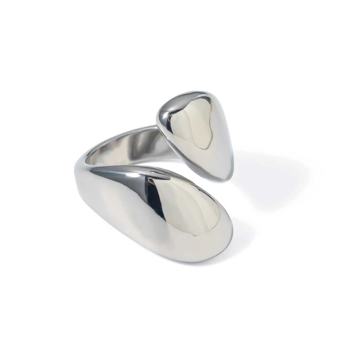 Youthway Smooth Stainless Steel Minimalist Smooth Asymmetrical Open Ring Low Key Luxury Unisex Jewelry Gift New