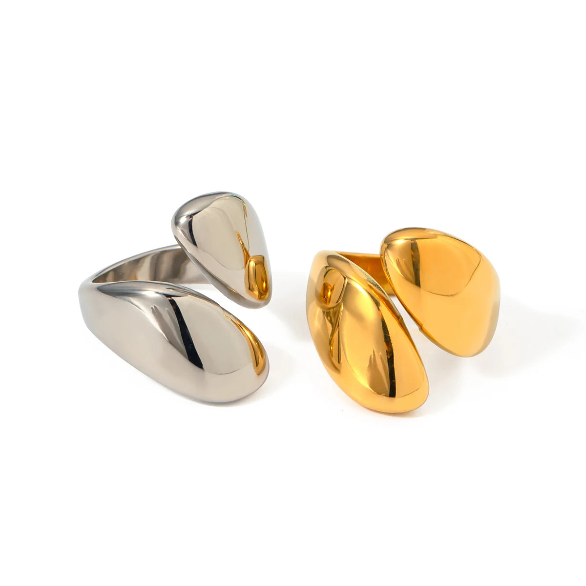 Youthway Smooth Stainless Steel Minimalist Smooth Asymmetrical Open Ring Low Key Luxury Unisex Jewelry Gift New
