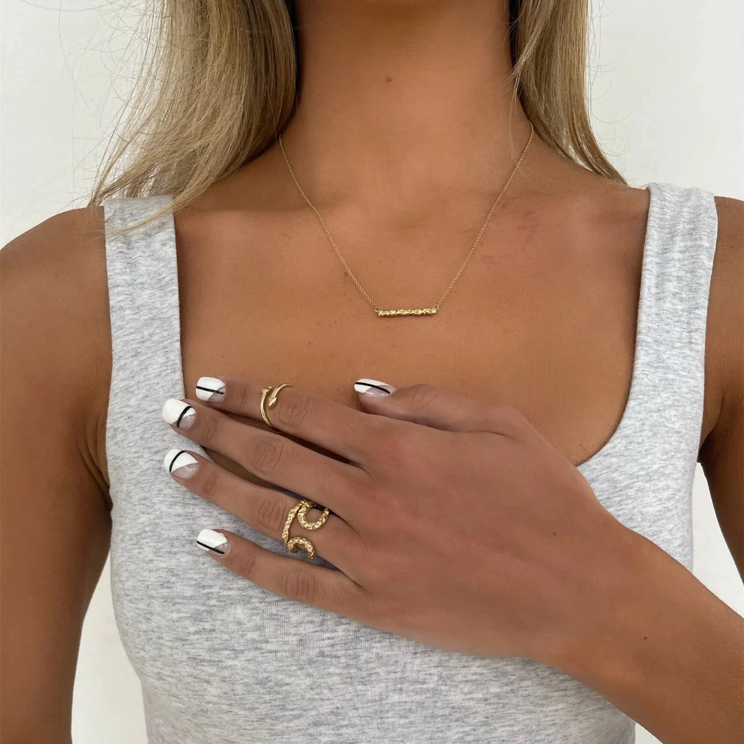 Youthway Metal Double Stainless Steel Opening Ring Vintage Elegant Waterproof Stylish Jewelry for Women Personality Gift 2024