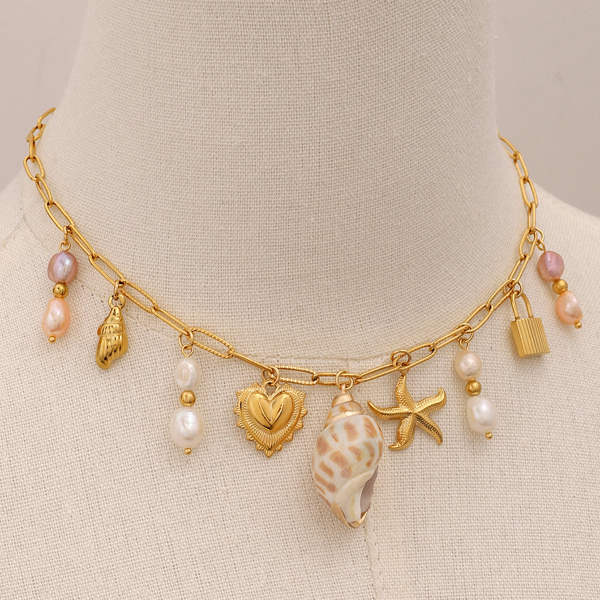Collier Douceur marine - Perle & coquillages