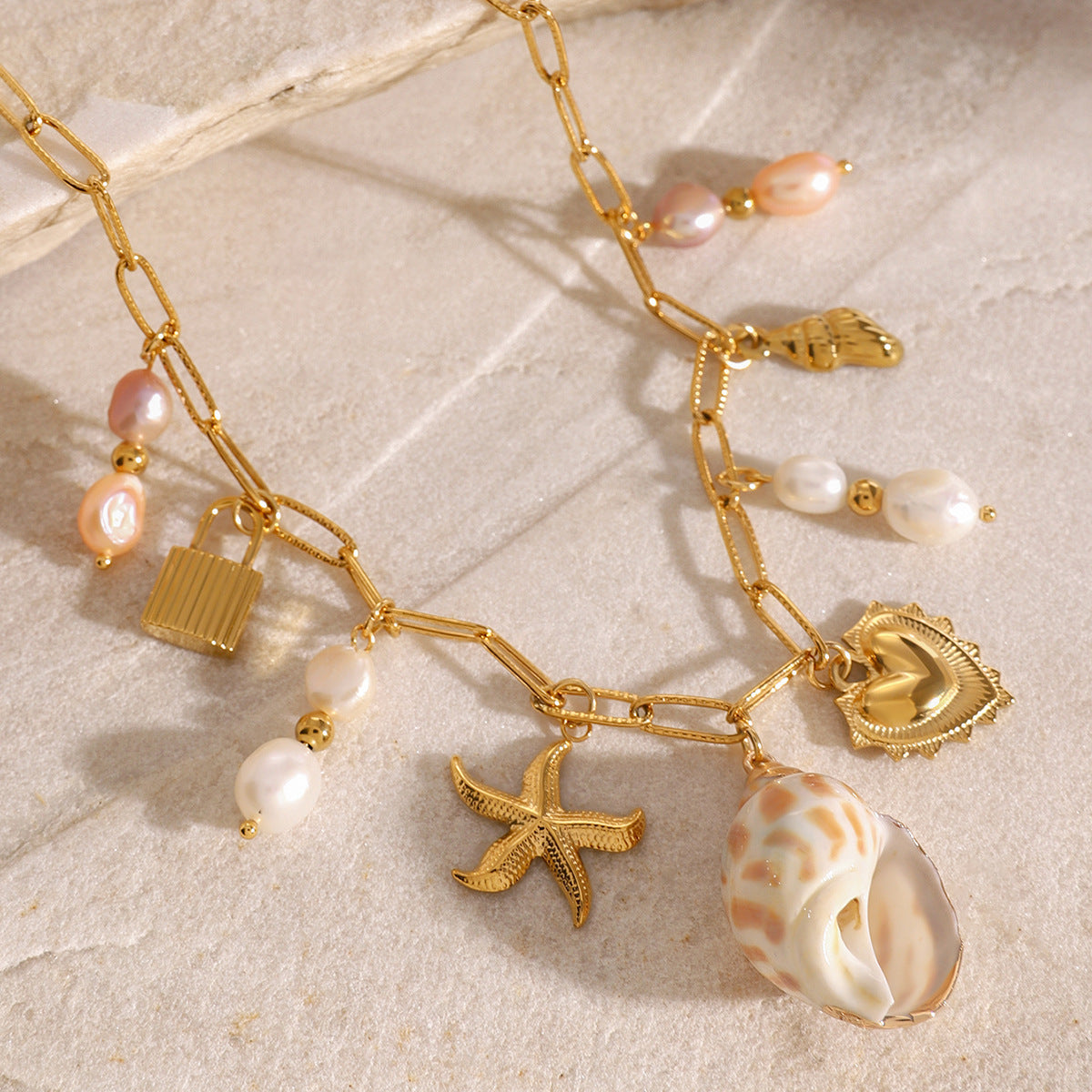Collier Douceur marine - Perle & coquillages