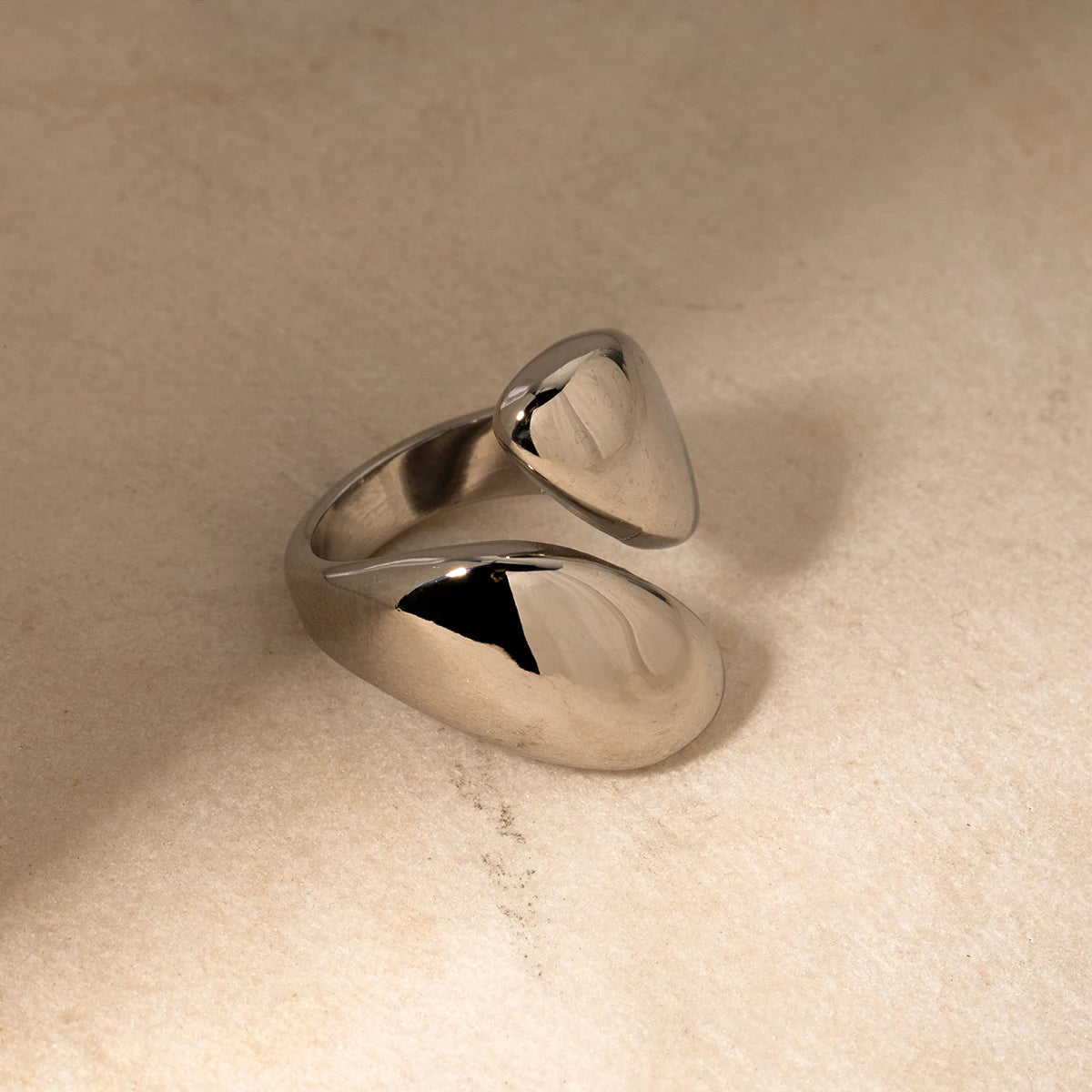 Youthway Smooth Stainless Steel Minimalist Smooth Asymmetrical Open Ring Low Key Luxury Unisex Jewelry Gift New