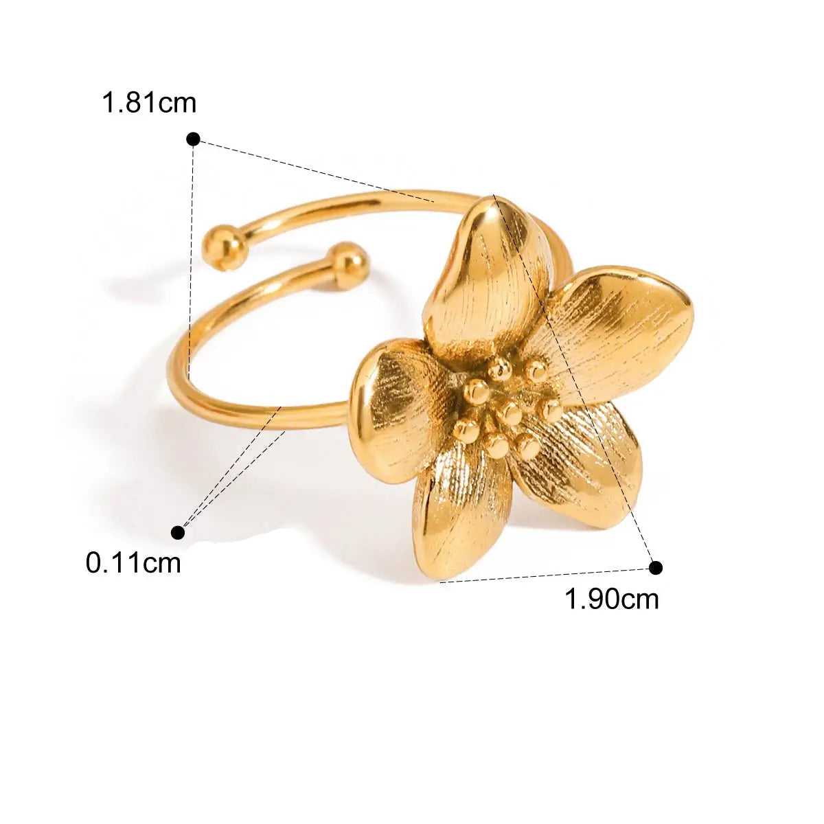 Youthway Trendy Stainless Steel Flower Open Ring Accessories for Women Casting Fashion Charm Finger Jewelry Gift