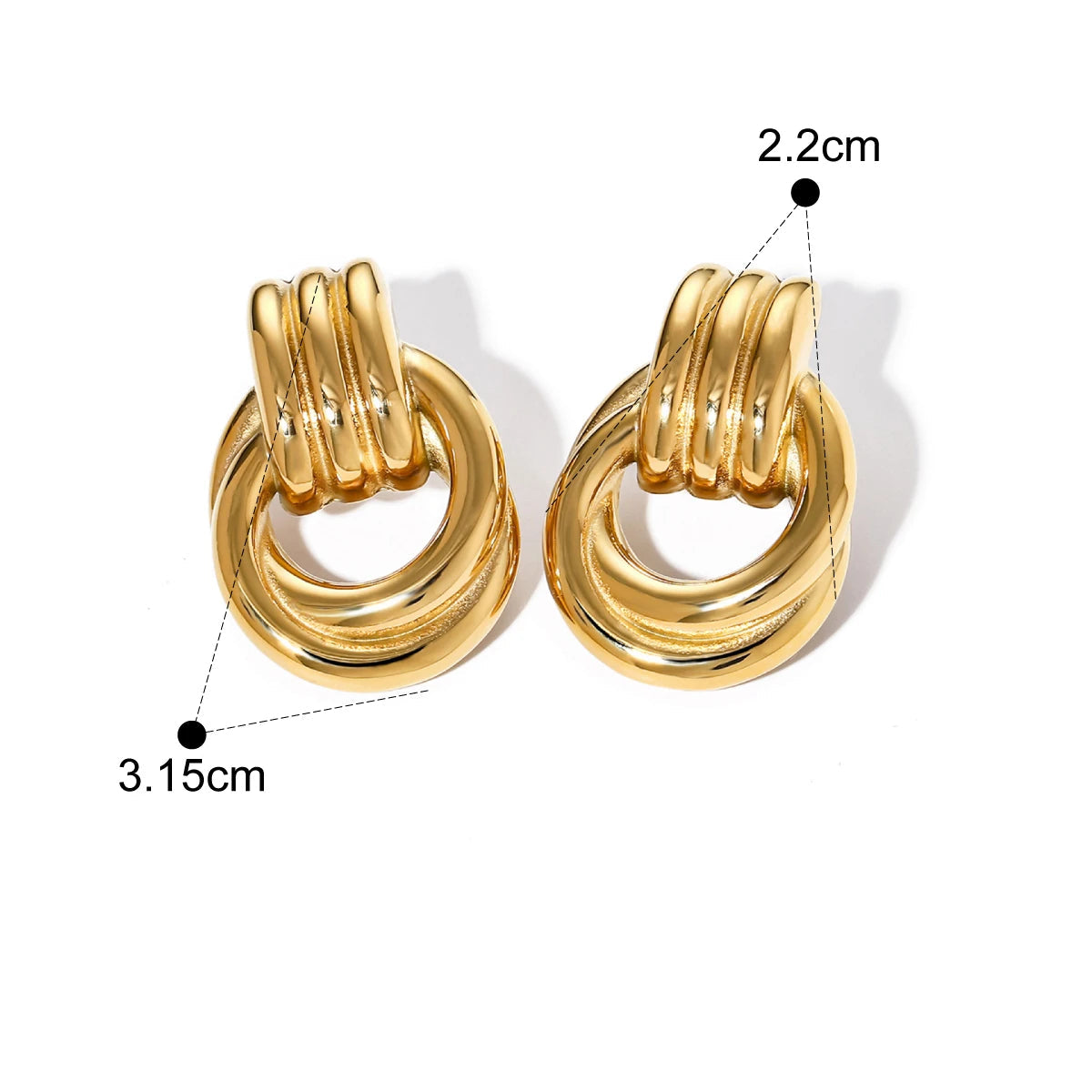 Uworld Minimalistic Stainless Steel Ring Stud Earrings Waterproof Fashion Charm Metal Daily Versatile Jewellery for Women Gift