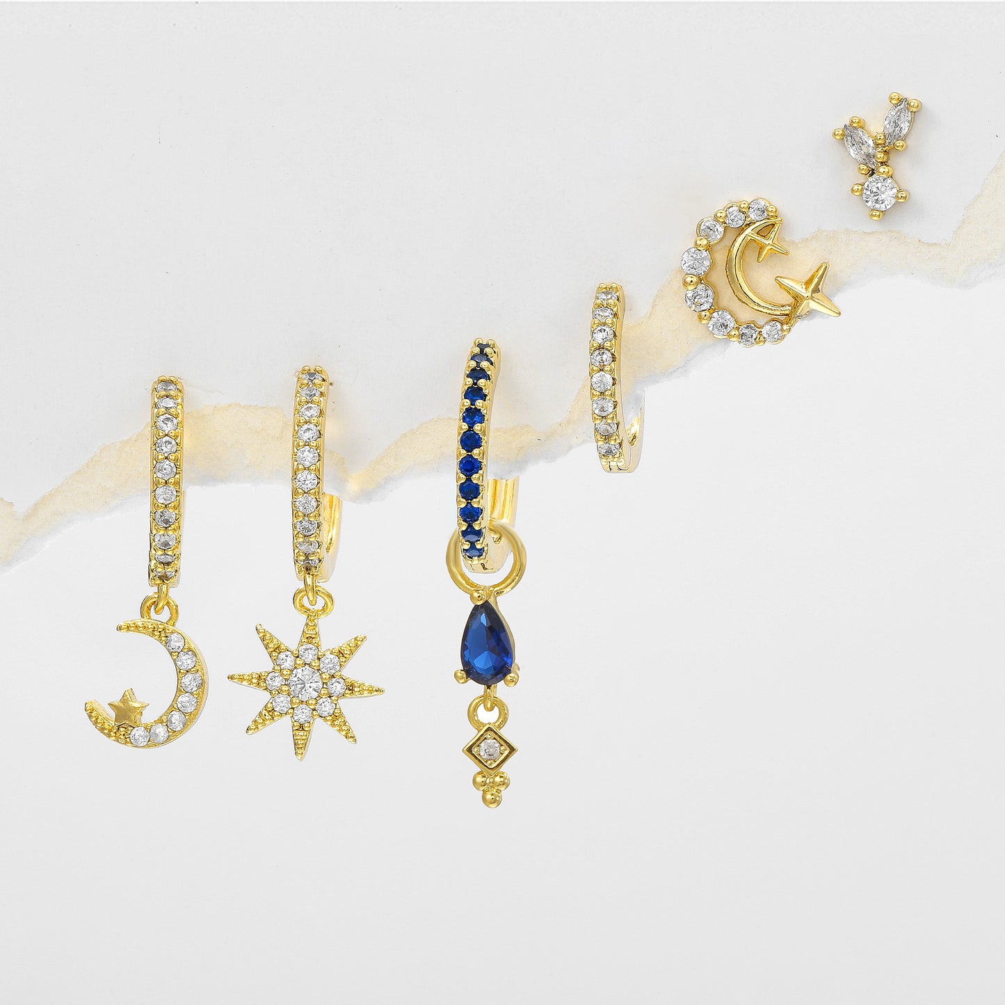 Boucles d'oreilles Étoile et Lune céleste