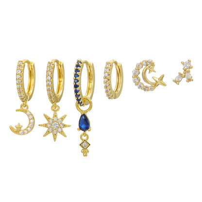 Boucles d'oreilles Étoile et Lune céleste