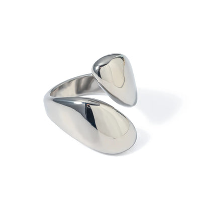 Youthway Smooth Stainless Steel Minimalist Smooth Asymmetrical Open Ring Low Key Luxury Unisex Jewelry Gift New