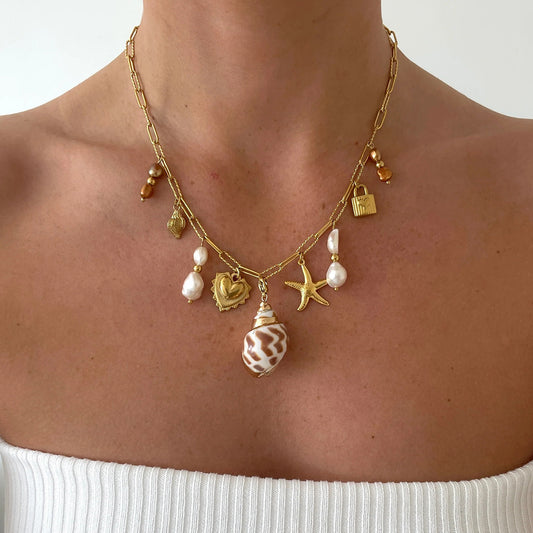 Collier Douceur marine - Perle & coquillages