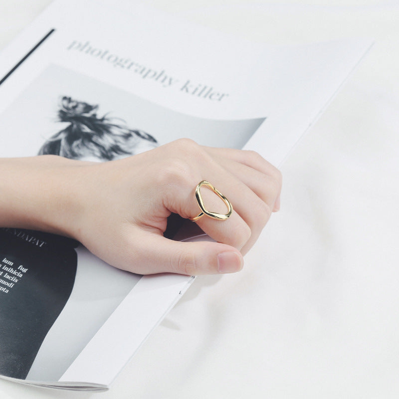 Bague Géométrique Tendance – Ajustable Or & Argent
