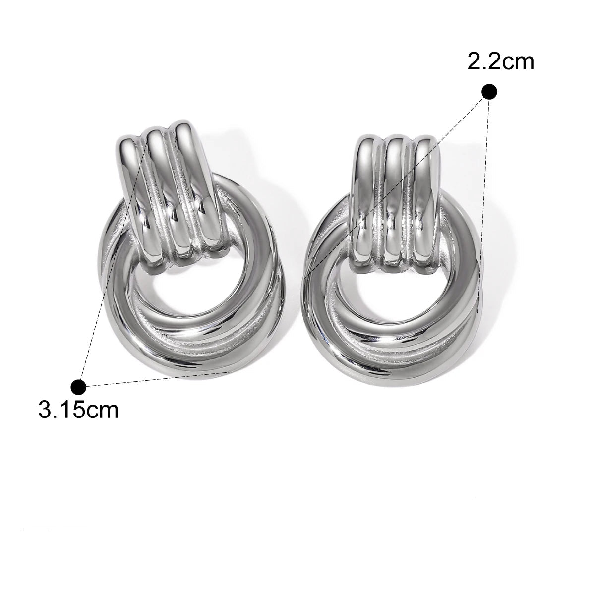 Uworld Minimalistic Stainless Steel Ring Stud Earrings Waterproof Fashion Charm Metal Daily Versatile Jewellery for Women Gift