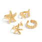 4Pcs/Set Starfish Scallop Adjustable Open Rings for Women Trendy Geometric Gold Color Ring Summer Beach Jewelry Accessory