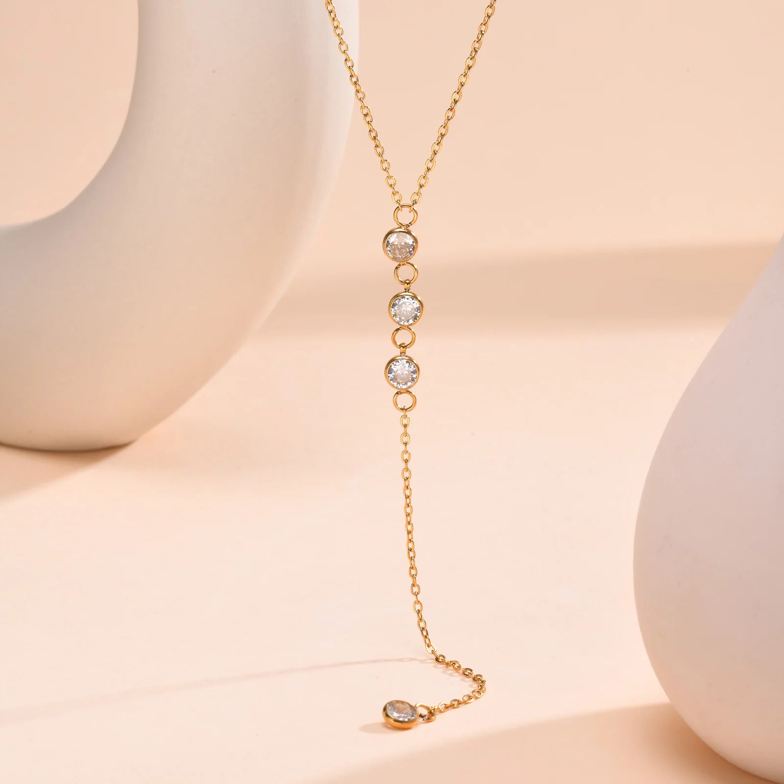 Drop Y Lariat Necklace with Bar Pendant, Stainless Steel Long Chain, Womens Necklaces Trendy