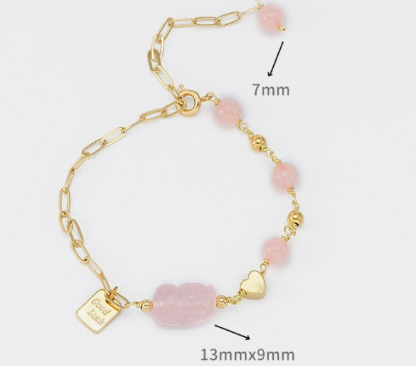 Bracelet Amour Pixiu rose - Charme oriental