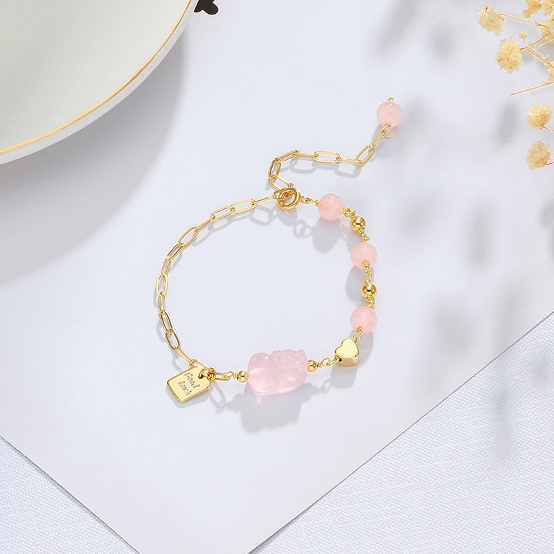 Bracelet Amour Pixiu rose - Charme oriental