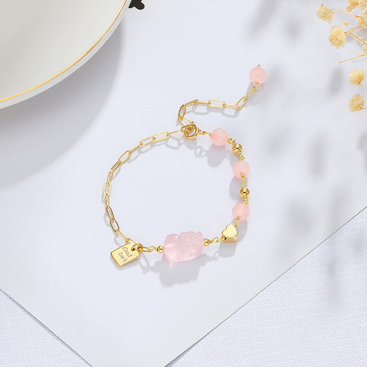 Bracelet Amour Pixiu rose - Charme oriental