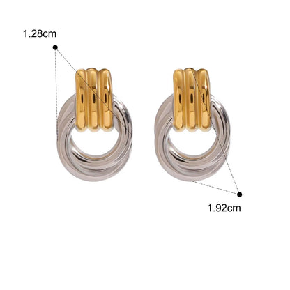 Uworld Minimalistic Stainless Steel Ring Stud Earrings Waterproof Fashion Charm Metal Daily Versatile Jewellery for Women Gift
