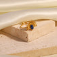 Youthway Vintage Lapis Stainless Steel Metal Golden Open Ring High Quality Charm Texture Stylish Golden Jewelry Women