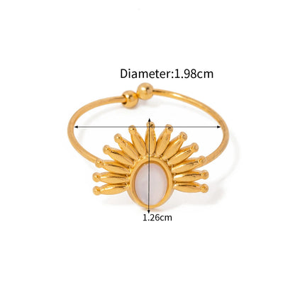 Youthway Vintage Lapis Stainless Steel Metal Golden Open Ring High Quality Charm Texture Stylish Golden Jewelry Women