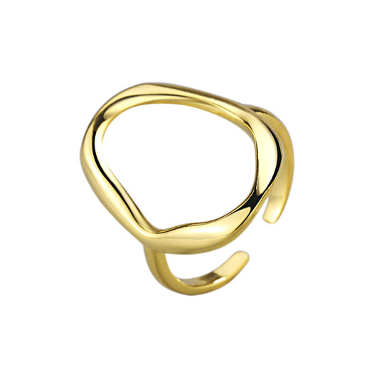 Bague Géométrique Tendance – Ajustable Or & Argent