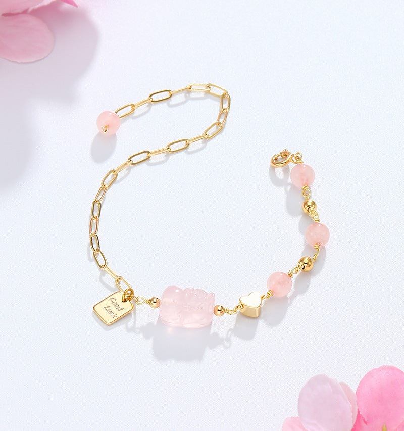 Bracelet Amour Pixiu rose - Charme oriental