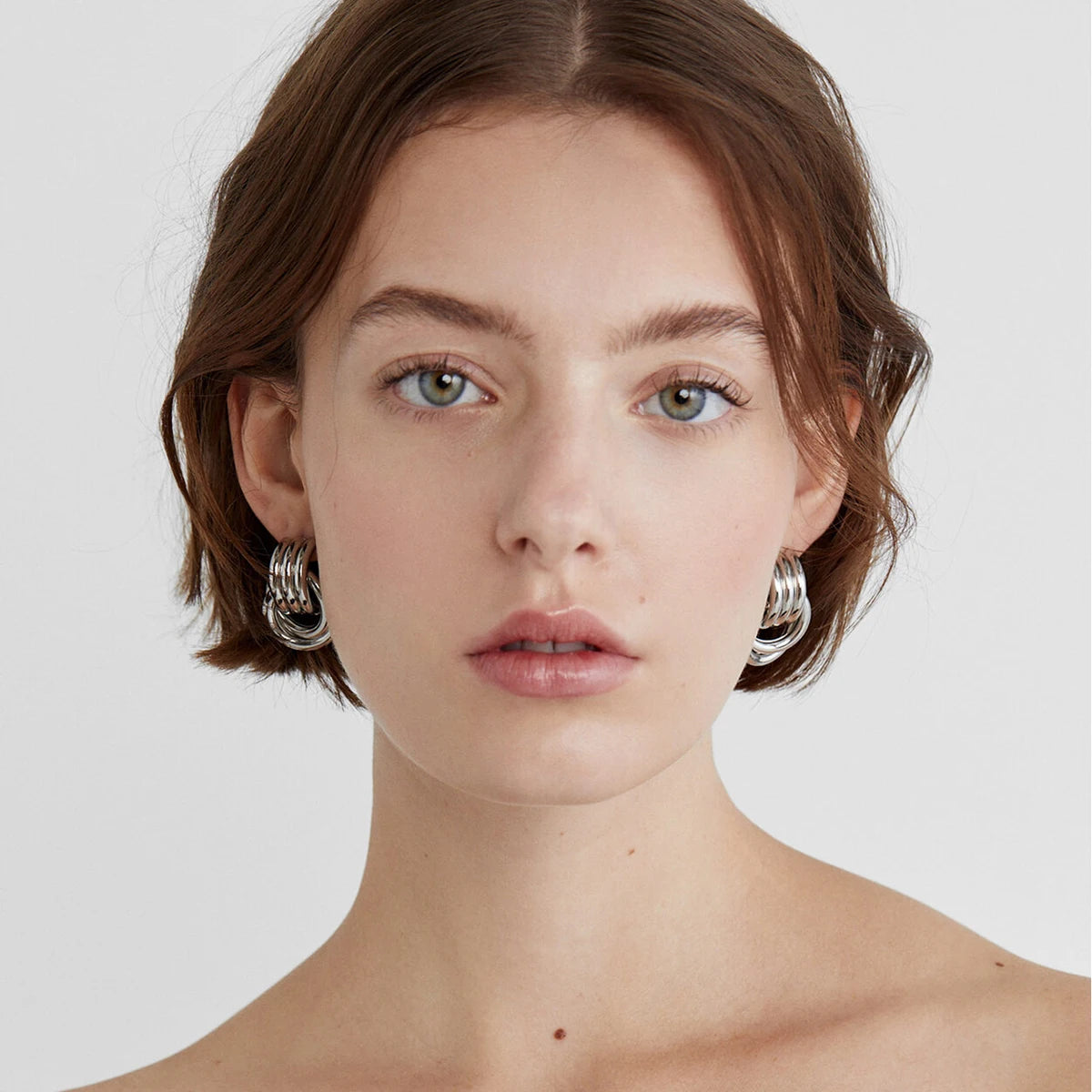 Uworld Minimalistic Stainless Steel Ring Stud Earrings Waterproof Fashion Charm Metal Daily Versatile Jewellery for Women Gift