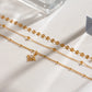 Youthway Rhinestone Star Layered Chain Pendant Necklace Women Stainless Steel Golden Metalic Waterproof Texture Necklace Jewelry