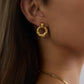 Youthway New Arrival Trendy Gold Plated Stainless Steel Hammer Pattern Geometric Circle Hollow Drop Earrings Women Jewelry Gift