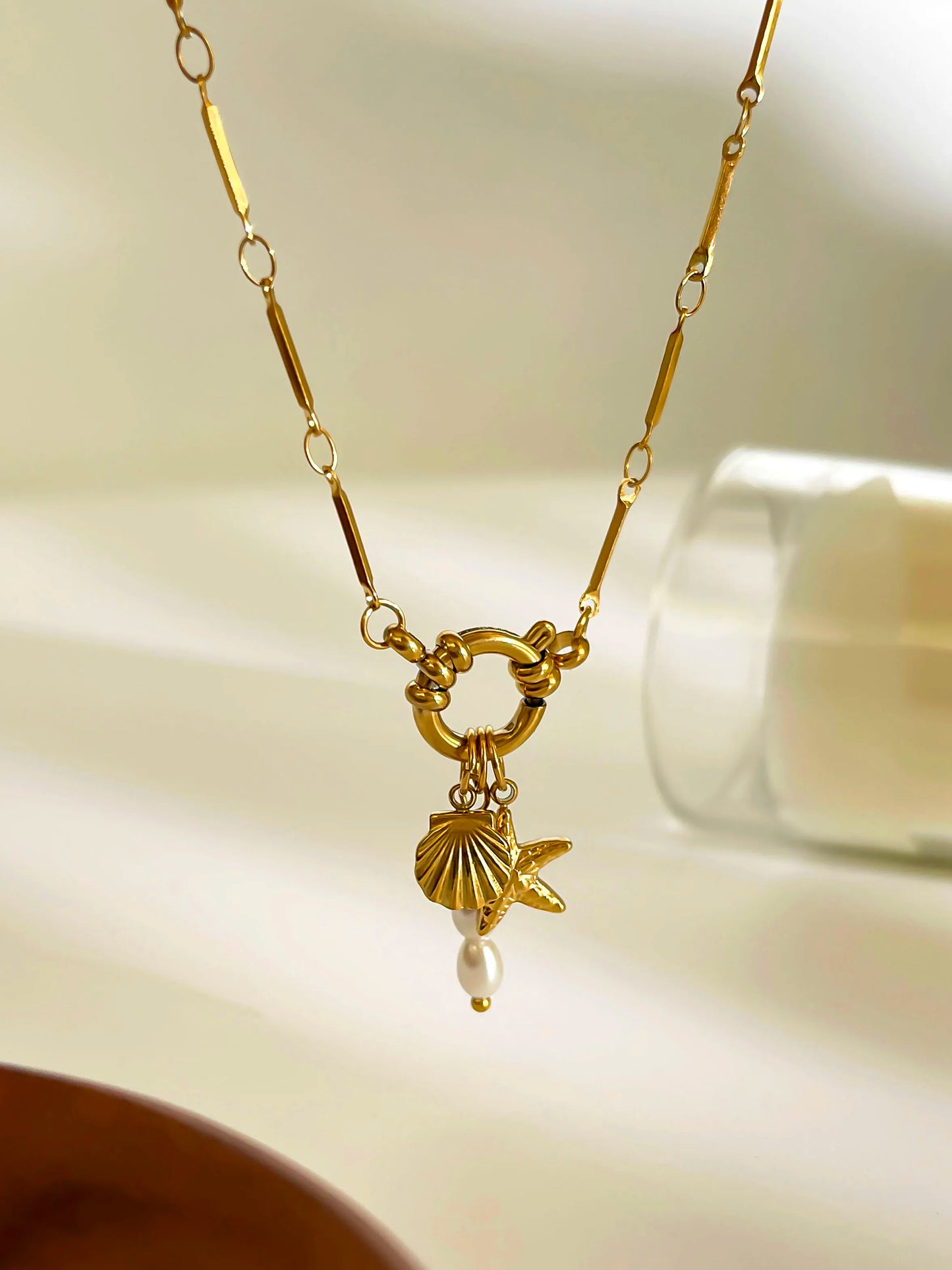Jewelry Trends 2025 Imitation Pearl Sea Star Shell Stainless Steel Women'S Pendant Choker Necklaces Beach Accessories