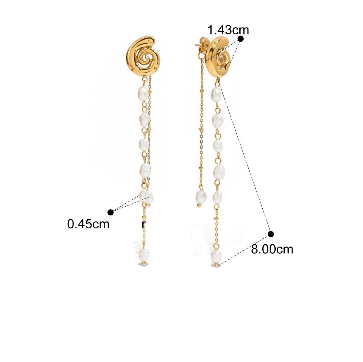 Freshwater Pearls Tassel Long Hanging Drop Earrings Stainless Steel Ears Jewelry Summer Ocean Style Dangle Earrings