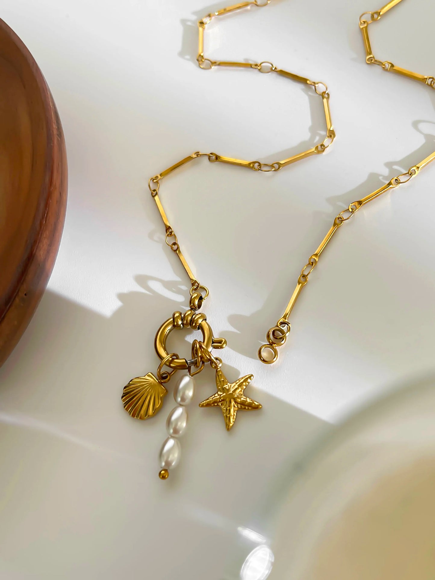 Jewelry Trends 2025 Imitation Pearl Sea Star Shell Stainless Steel Women'S Pendant Choker Necklaces Beach Accessories