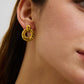 Youthway New Arrival Trendy Gold Plated Stainless Steel Hammer Pattern Geometric Circle Hollow Drop Earrings Women Jewelry Gift