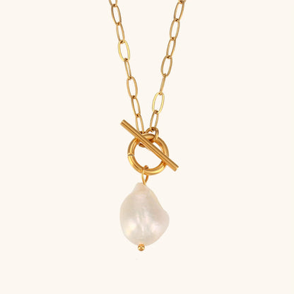 La. Muses Baroque Freshwater Pearl Pendant Stainless Steel Women'S Necklace 18K Gold Plated Fashion Jewelry Gift