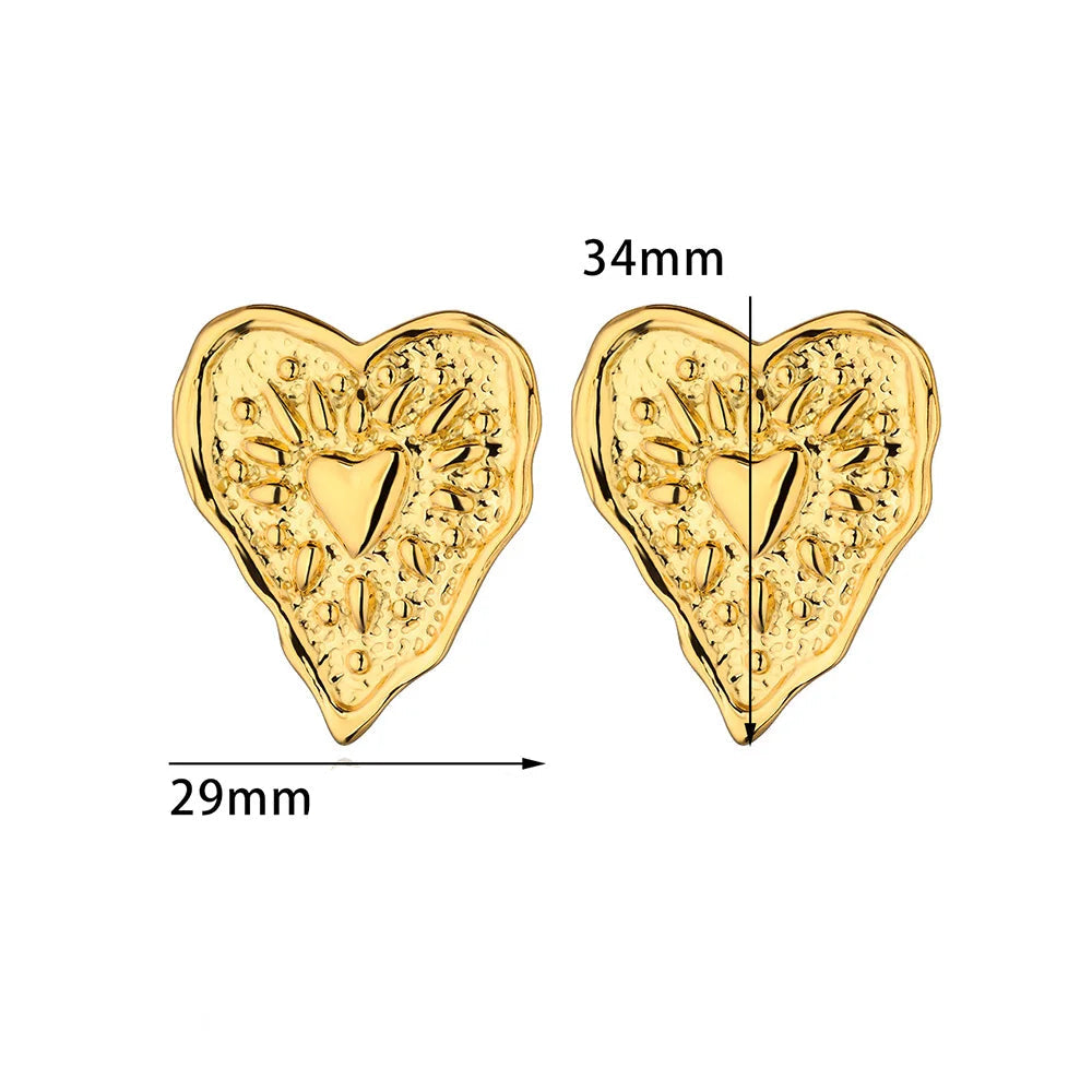 Boucles d’oreilles Cœur doré – Texture irrégulière