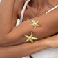 Boho Metal Starfish Open Cuff Bangles for Women Gold Color Punk Flower Geometric Arm Bracelet Summer Beach Party Jewelry Gifts