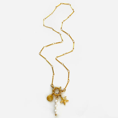 Jewelry Trends 2025 Imitation Pearl Sea Star Shell Stainless Steel Women'S Pendant Choker Necklaces Beach Accessories