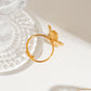 Youthway Trendy Stainless Steel Flower Open Ring Accessories for Women Casting Fashion Charm Finger Jewelry Gift