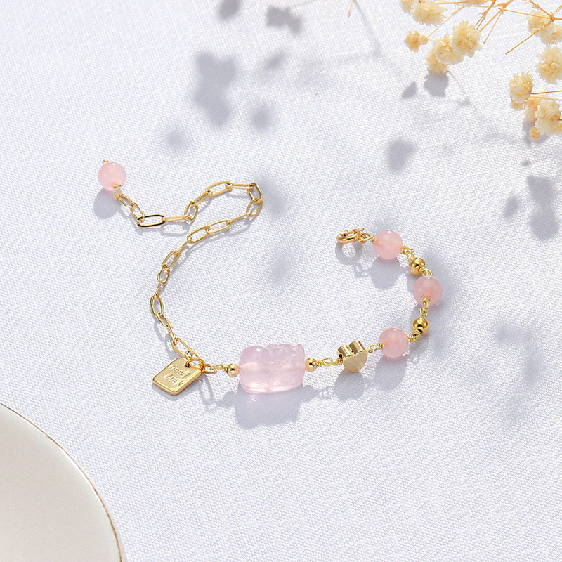 Bracelet Amour Pixiu rose - Charme oriental