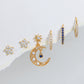Boucles d'oreilles Jardin fleuri et Lune - Set floral