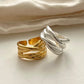 BF CLUB 925 Sterling Rings for Women Fashion Geometric Handmade Irregular Interware Gold Ring Party Christmas Gift