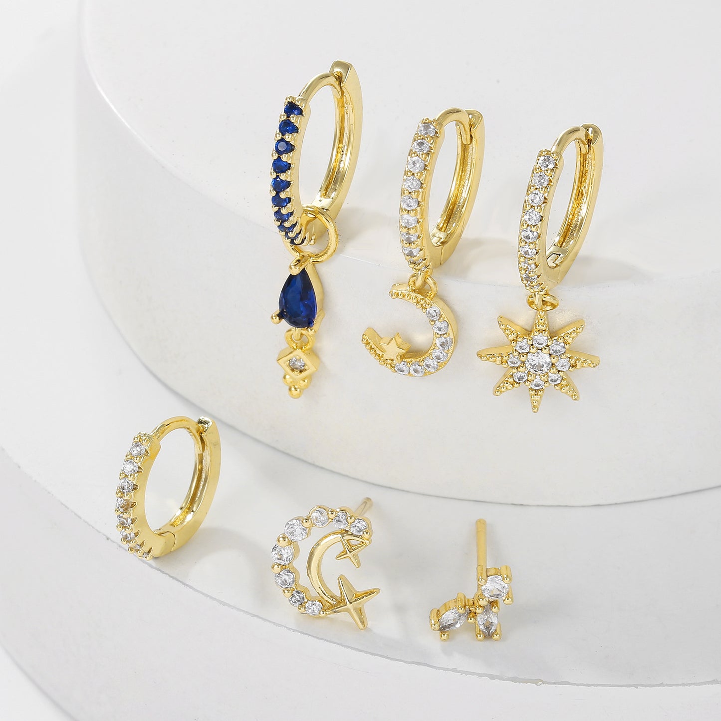 Boucles d'oreilles Étoile et Lune céleste