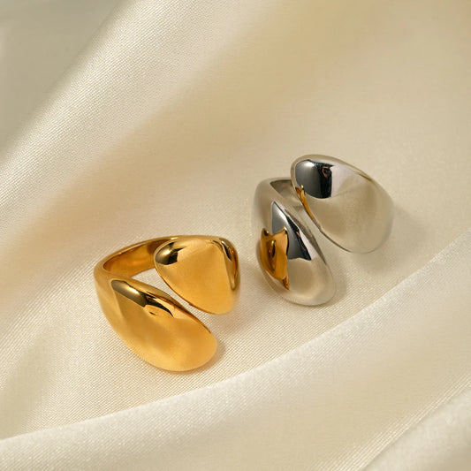 Youthway Smooth Stainless Steel Minimalist Smooth Asymmetrical Open Ring Low Key Luxury Unisex Jewelry Gift New