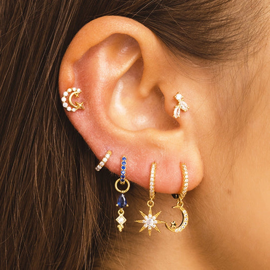 Boucles d'oreilles Étoile et Lune céleste