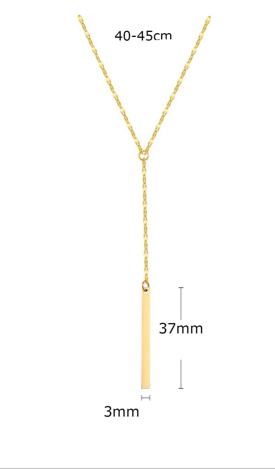 Drop Y Lariat Necklace with Bar Pendant, Stainless Steel Long Chain, Womens Necklaces Trendy