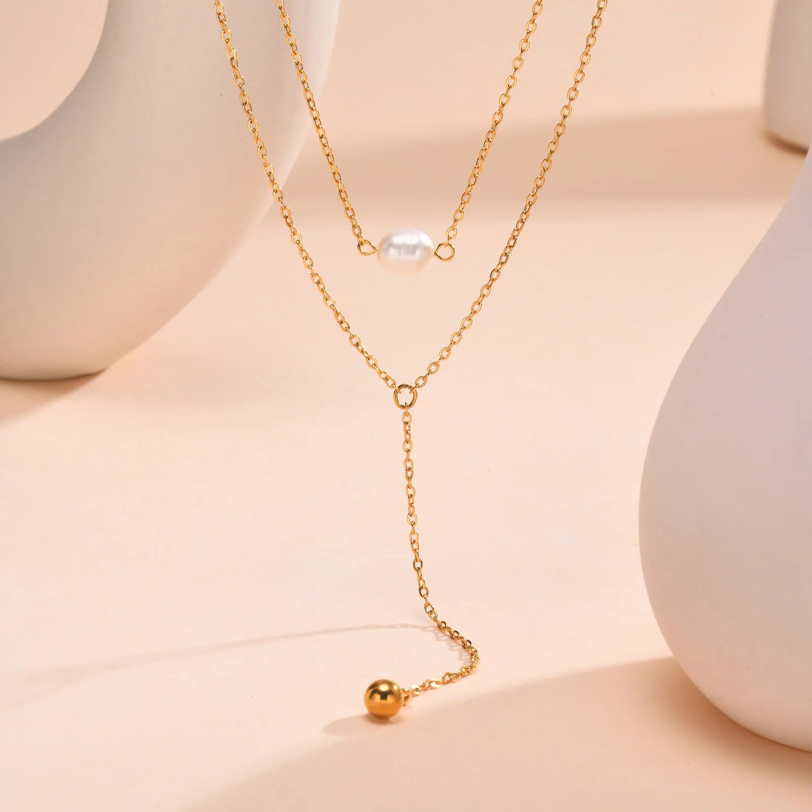 Drop Y Lariat Necklace with Bar Pendant, Stainless Steel Long Chain, Womens Necklaces Trendy