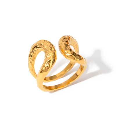 Youthway Metal Double Stainless Steel Opening Ring Vintage Elegant Waterproof Stylish Jewelry for Women Personality Gift 2024
